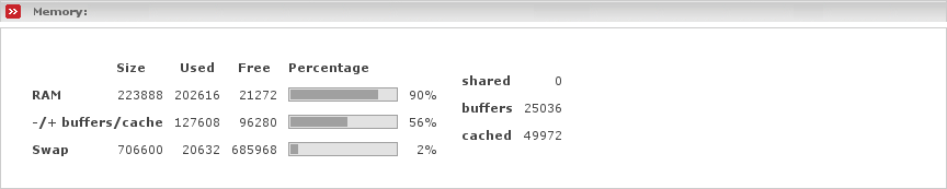 Page which displays the current memory usage