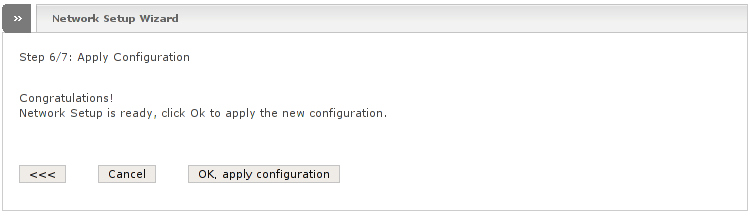 Network wizard showing step 6: Apply configuration