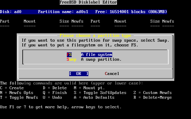 Choose the Root Partition Type