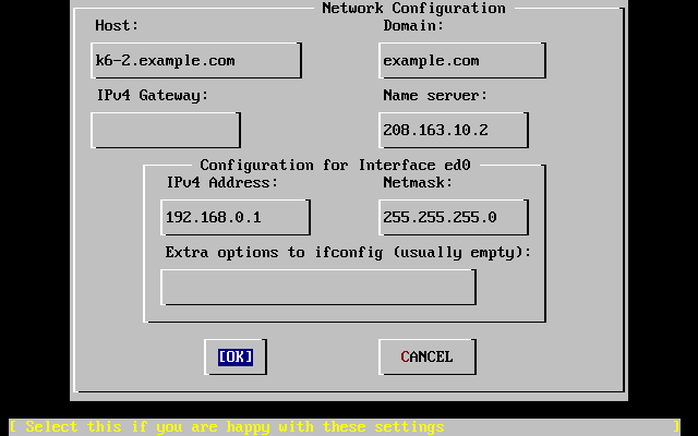 Set Network Configuration for ed0