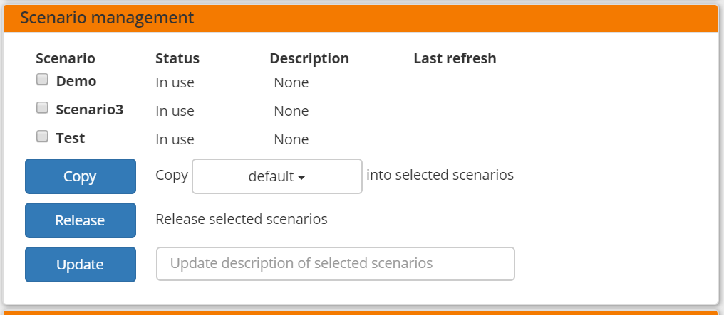 Execution screen - what-if scenarios