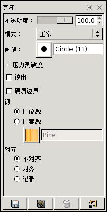 克隆工具的工具选项