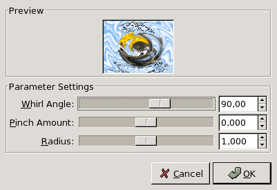 Whirl and Pinch filter options