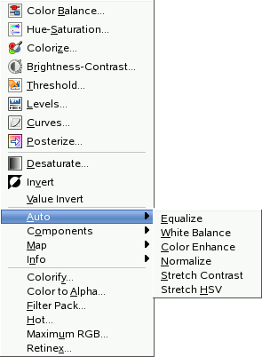 The Colors/Auto submenu