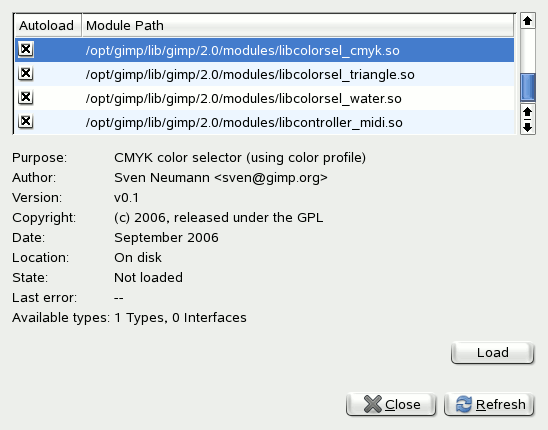 The Module Manager dialog window