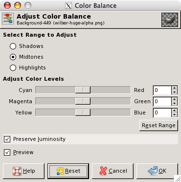 Color Balance options