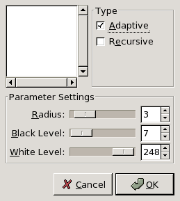 Despeckle filter options