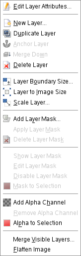 The Contents of the Layer local pop-menu