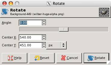 The Rotation Information dialog window