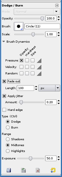 Dodge/Burn tool options