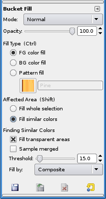 Bucket Fill tool options