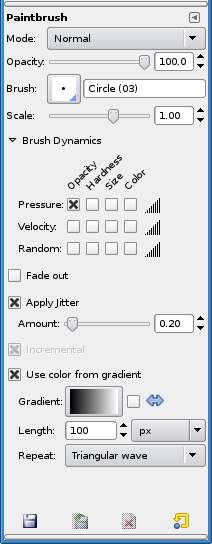 Paintbrush tool options