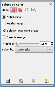 Tool Options for the Select by Color tool