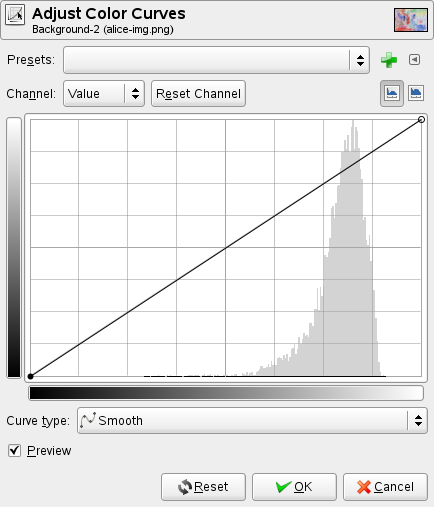 The Adjust Color Curves dialog