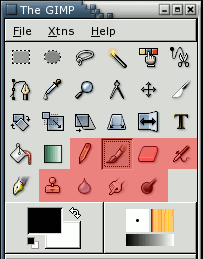 Paint tools in the toolbox