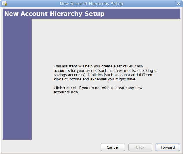 The New Account Hierarchy Setup assistant