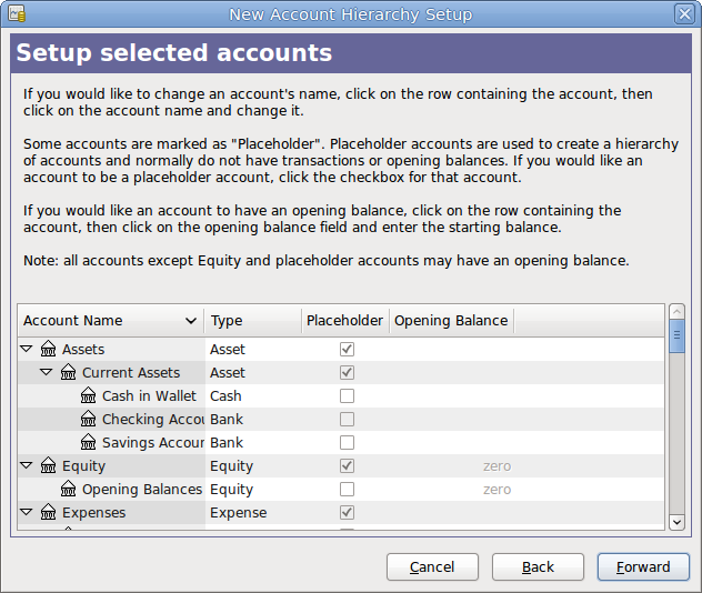 The New Account Hierarchy Setup assistant - Configure