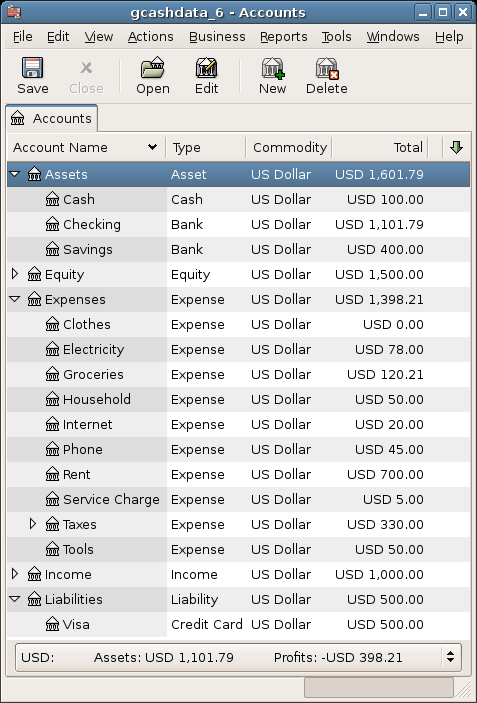 Starting account structure