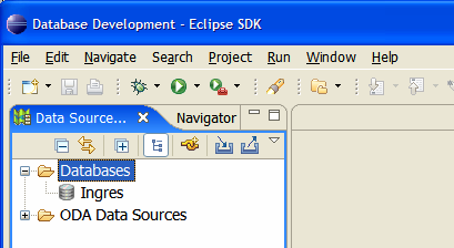 Data Source Explorer with Ingres Listed