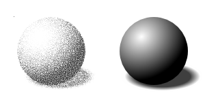 Sphere with hatched shading.