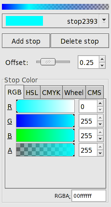 Gradient Editor dialog: Added stop.