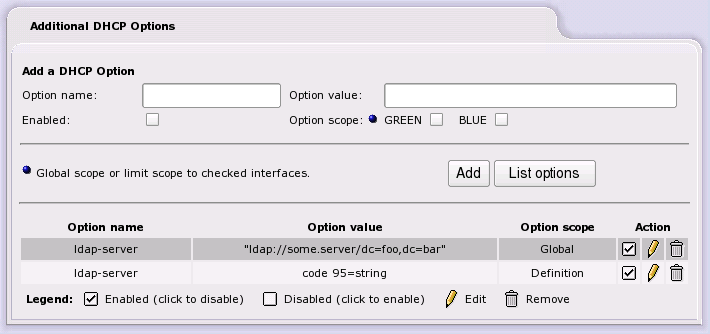 Additional DHCP Options screenshot