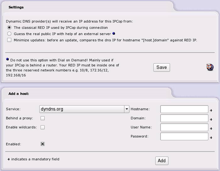 Dynamic DNS Web Page