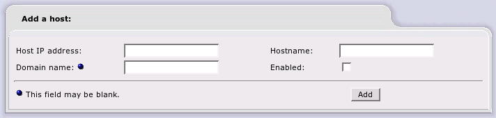 DNS Host Name Assignment Web Page