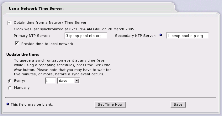 Time Server Web Page