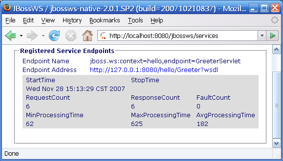 Service endpoints page