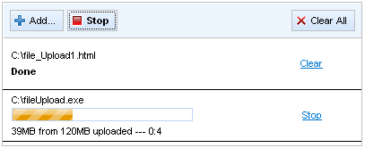 <rich:fileUpload> component