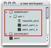A workspace containing programs and storage folders.