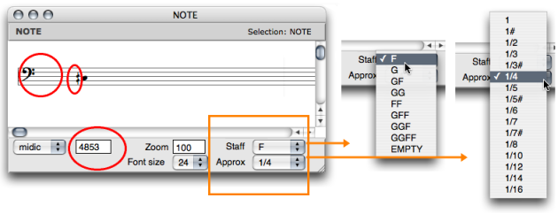 The note editor menus and controls.