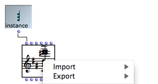 An instance must be integrated as the content of a factory box, before it is exported.