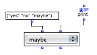 The value of the selected item &ndash; a number between 0 and 2 &ndash; is printed in the listener at selection.