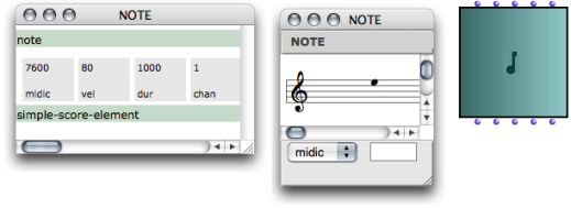 The default and specific score editors of the "note" class