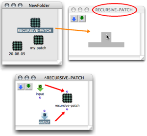 Creating a recursion : a patch is dropped into its own editor.