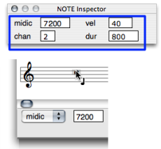 Editing the pitch of a note.