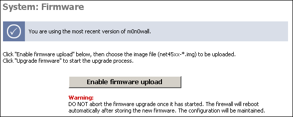 The Firmware screen