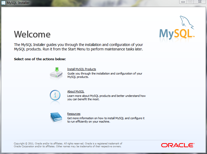 MySQL Installer - Welcome Screen
