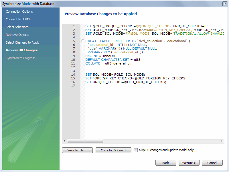 Previewing The Synchronization SQL Statement