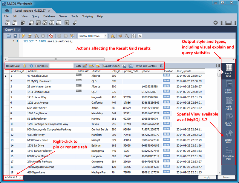 SQL Editor - Result Grid