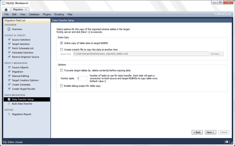 Data Transfer Setup