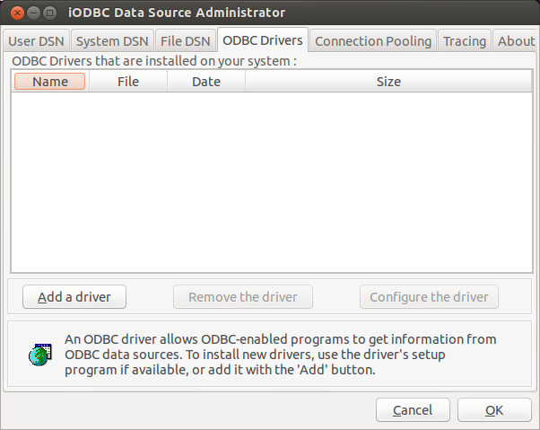 The iODBC Data Source Administrator