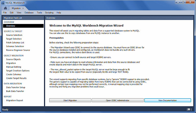 MySQL Workbench migration: Overview