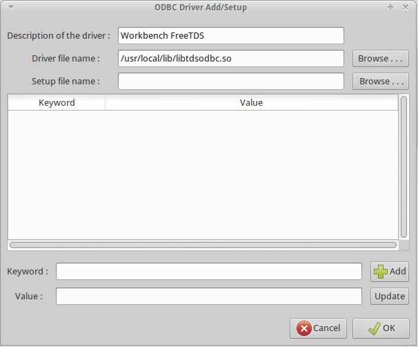 ODBC Driver Add/Setup