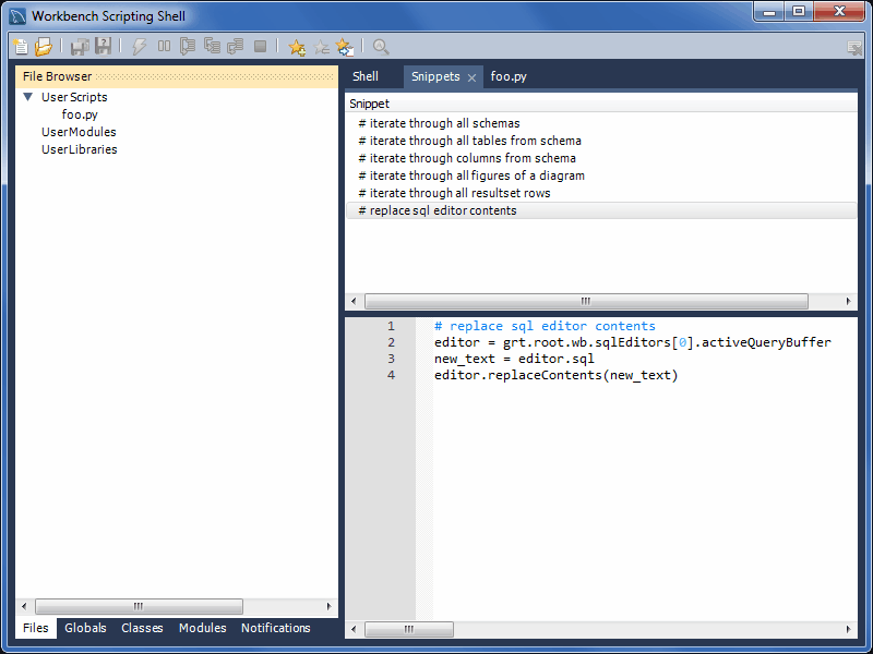 The Workbench Scripting Shell: Snippets
