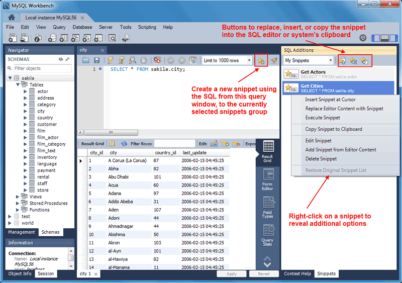 SQL Snippets: Usage