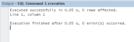 Output window indicates successful execution
