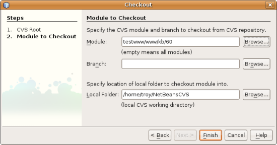 CVS Checkout Wizard: Modules to Checkout panel